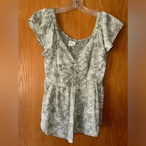 J. Jill Olive Leaf Print Blouse